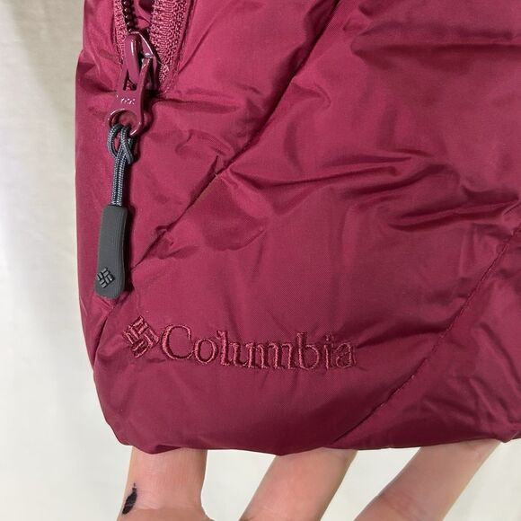 Columbia Women's Down Puffer Ski Jacket Parka Fleece Lined Hood Red Medium - Picture 3 of 15